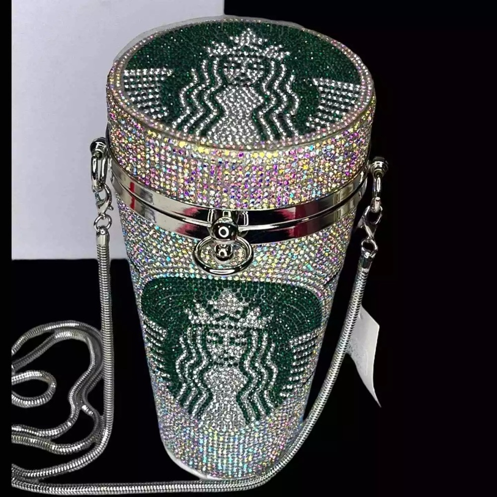 Starbucks Silver & Green Rhinestone Crossbody Purse - Picture 6 of 12